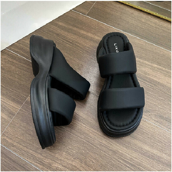 熱賣厚底涼拖鞋【黑色】【35-39碼】(下單後請聯絡客服確認發貨尺碼)
