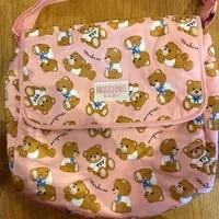 [S] MOSCHINO TEDDY BEAR ALLOVER LOGO PRINT BABY BAG,PINK, 8054389707205 (SM812)