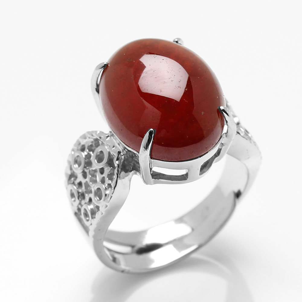 【雅紅珠寶】天然石榴石戒指-12*16mm-活圍設計-R0441