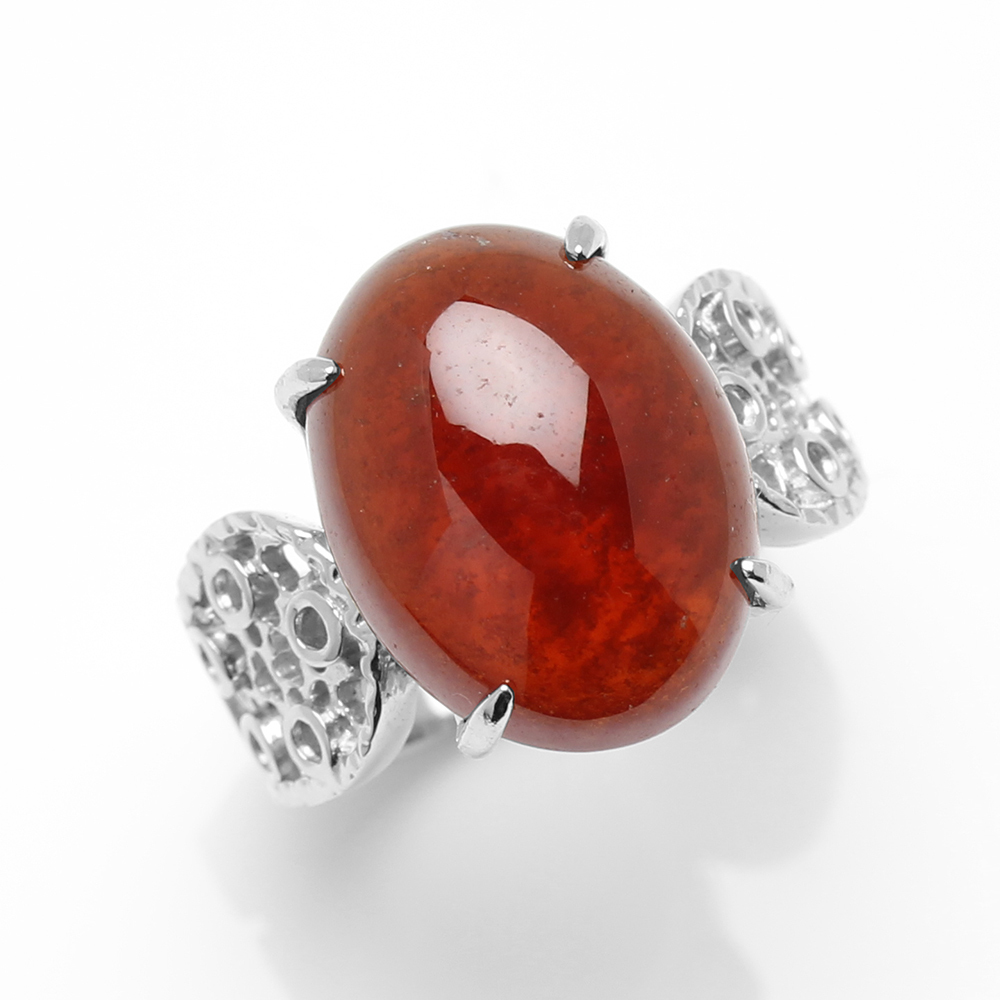 【雅紅珠寶】天然石榴石戒指-12*16mm-活圍設計-R0441