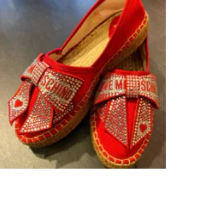 [S] LOVE MOSCHINO ESPADRILLES RIBBON RHINESTONE,RED, JA10013G1CIK0500 (SLM339)