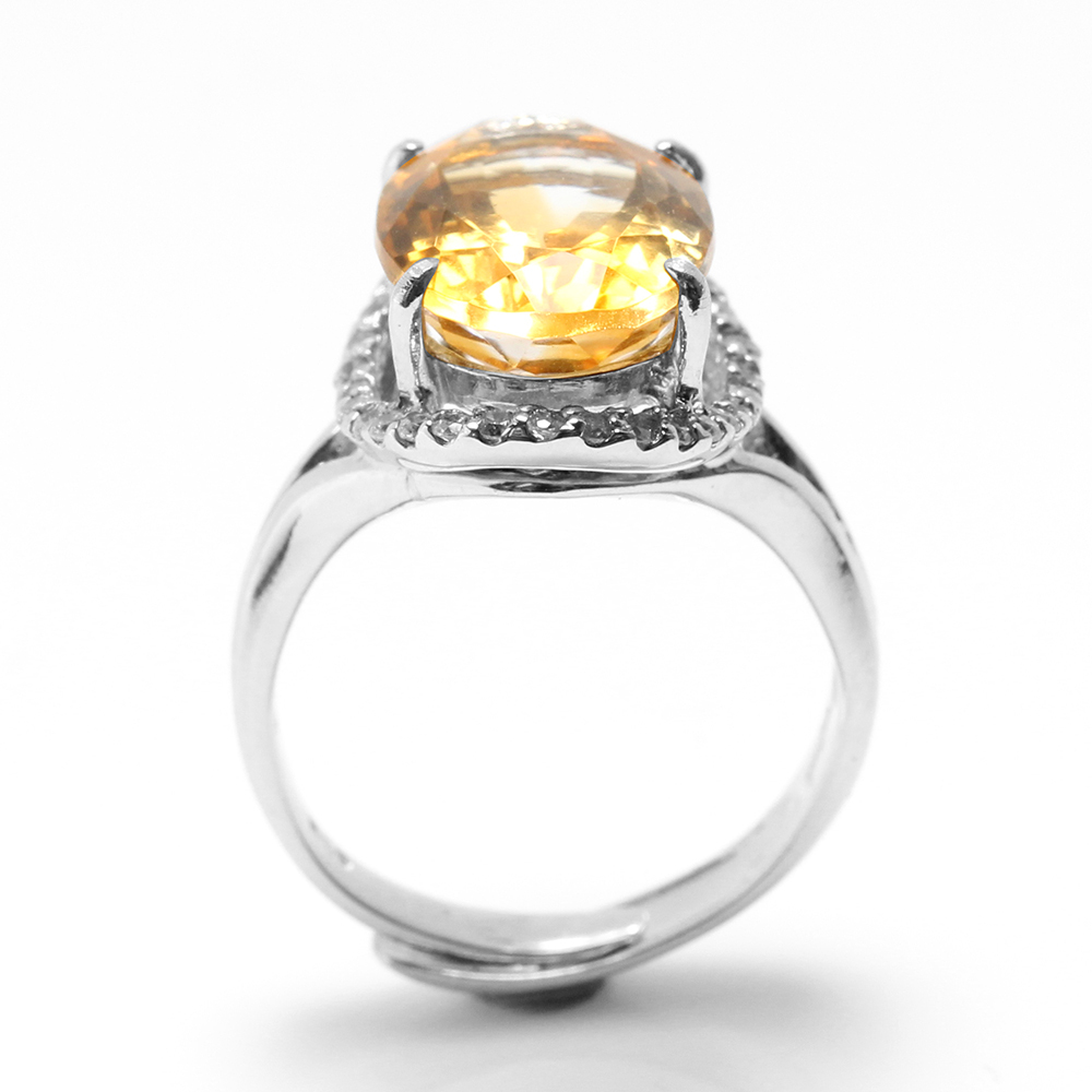 【雅紅珠寶】天然黃水晶戒指-10*14mm-925銀飾-活圍設計-R0440