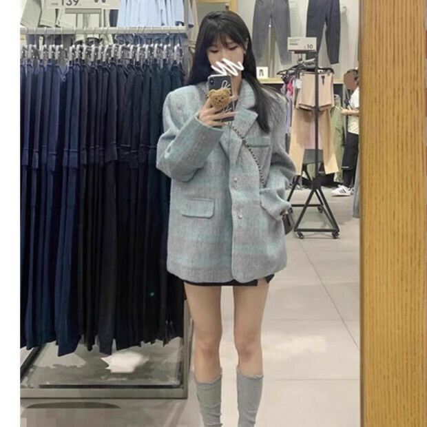 Hot selling woolen suit jacket [blue] size [S size - XL size] [please contact customer service to confirm the delivery size after placing the order]