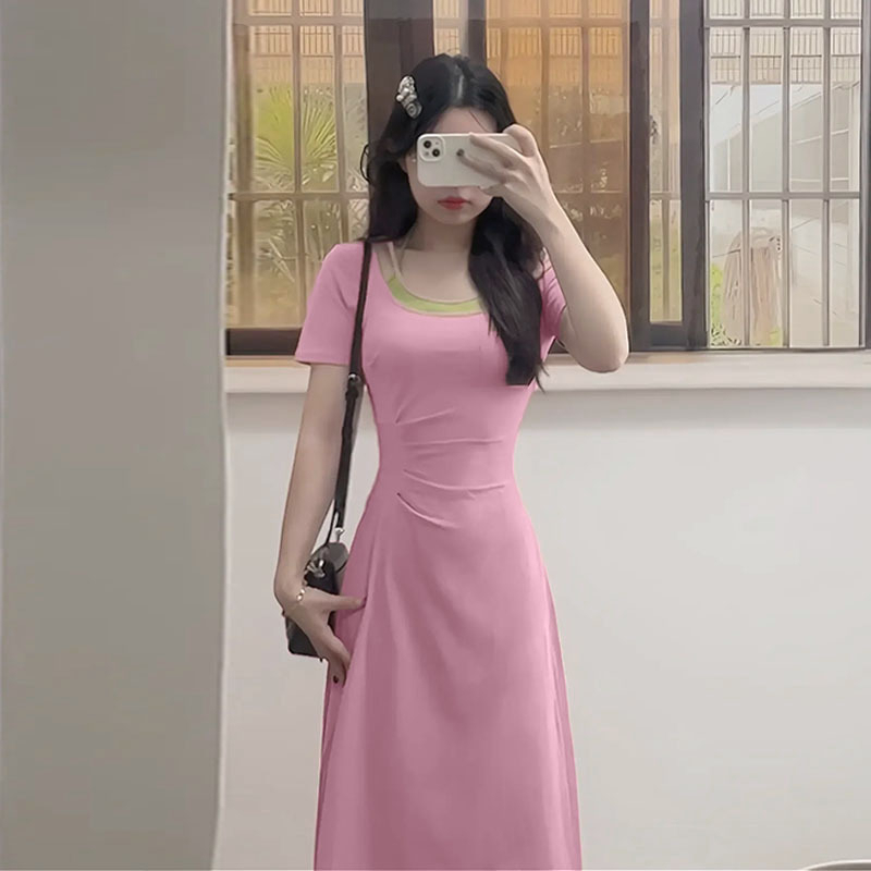 Hot selling waist dress (pink size S-XXL) (please contact customer service to confirm the delivery size after placing the order)