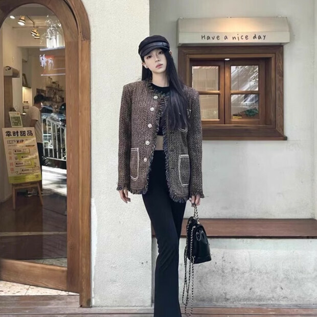 Hot selling fur edge small fragrant jacket [retro style] size [S size - XL size] [please contact customer service after placing the order to confirm the delivery size]
