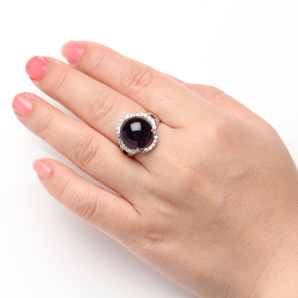 【雅紅珠寶】天然紫水晶戒指-14*14mm-925銀飾-活圍設計-R0448