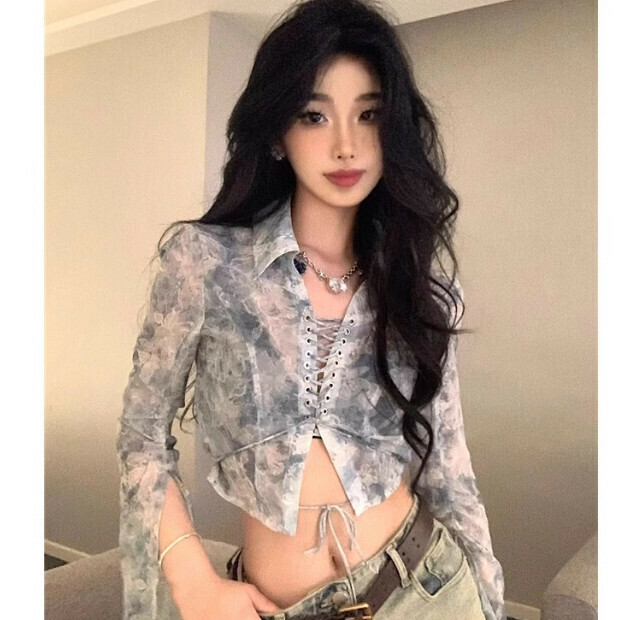 Hot Selling Pure Desire Chiffon Shirt [Light Blue] Sizes [S-XL] [Please contact customer service to confirm the delivery size after placing the order]