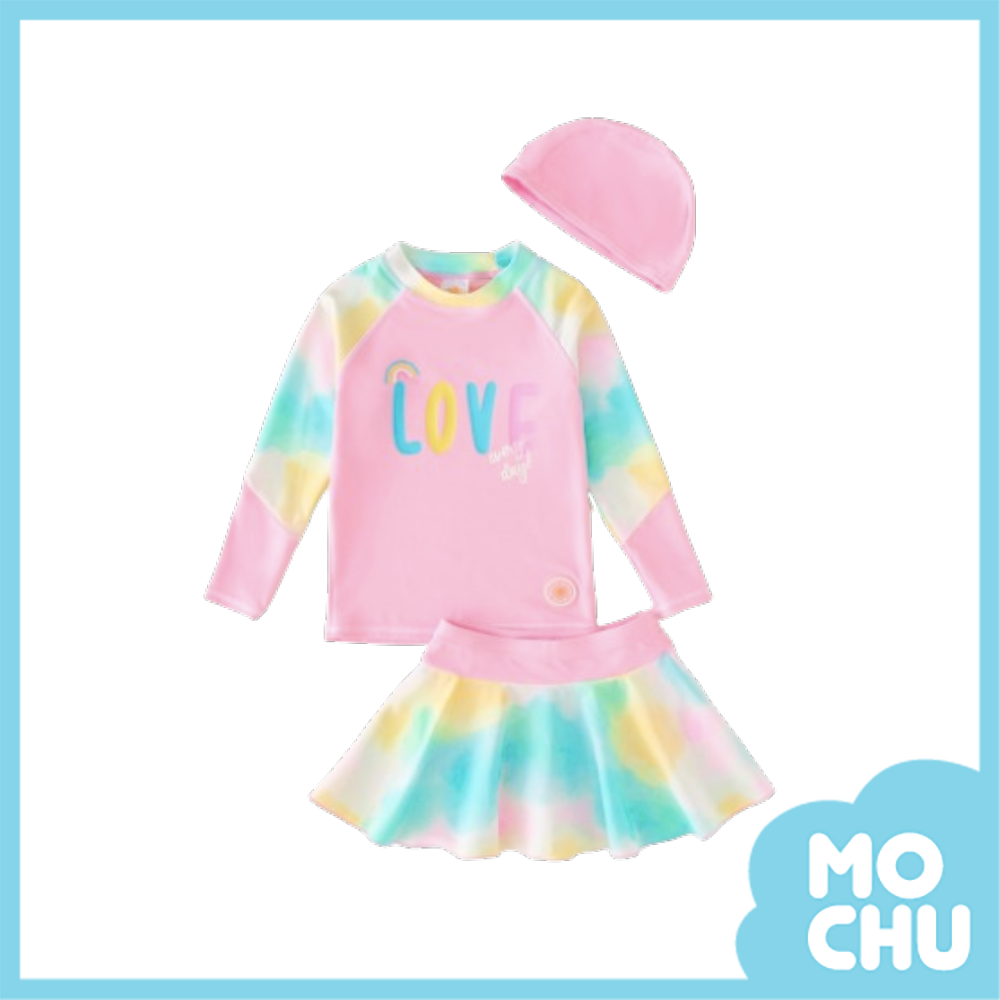 love粉彩長袖兩件式泳裝