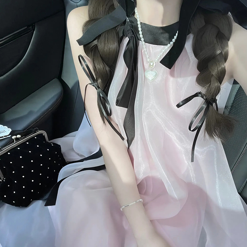 Hot selling sleeveless halterneck dress (pink size S-XXL) (please contact customer service to confirm the delivery size after placing the order)