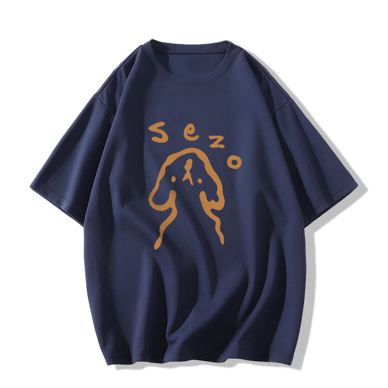 Casual short-sleeved T-shirt (XS-2XL navy blue [260g cotton high-quality version]) [Please contact customer service to confirm the shipping size after placing an order]