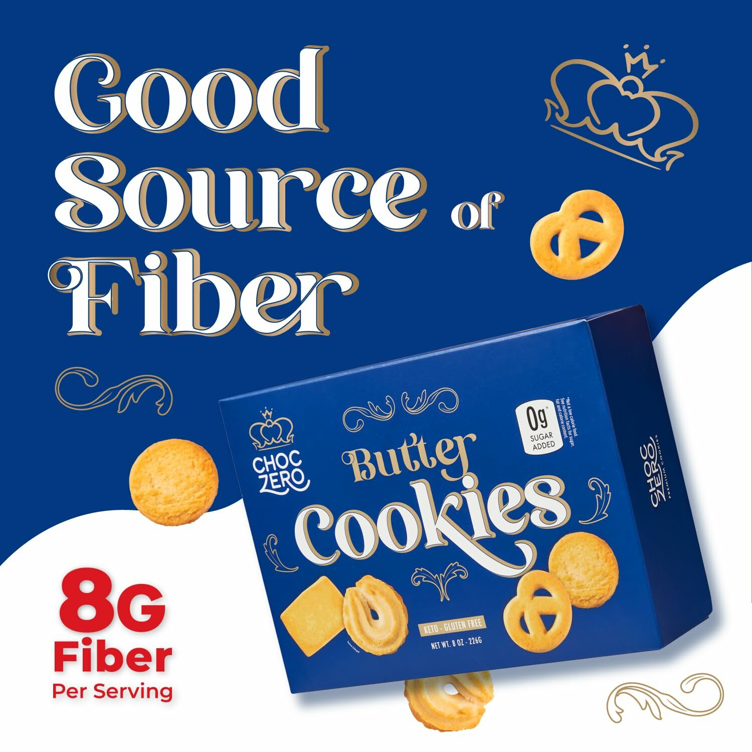 Choczero 低碳丹麥牛油曲奇 226g (盒裝) *無麩質、低糖