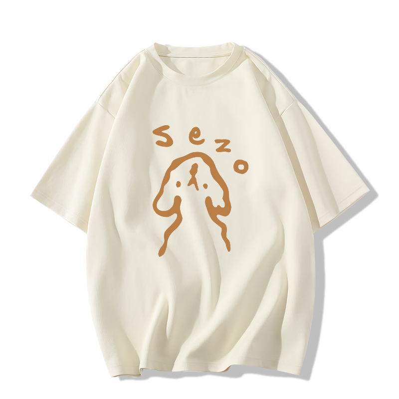 Casual short-sleeved T-shirt (XS-2XL apricot [260g cotton high-quality version]) [Please contact customer service to confirm the shipping size after placing an order]