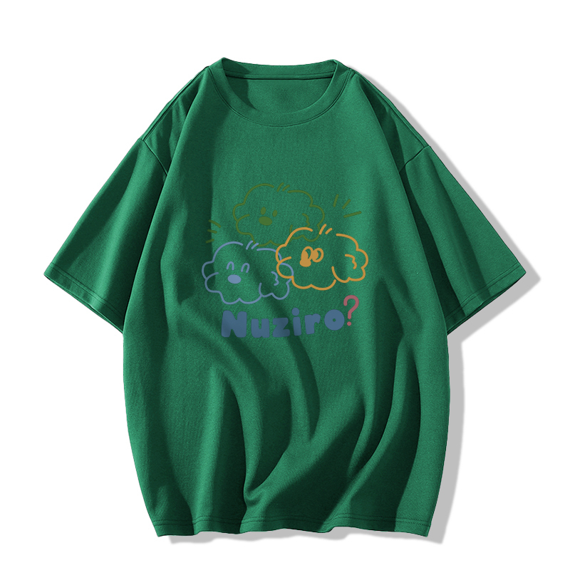 Casual short-sleeved T-shirt (XS-2XL dark green [260g cotton high-quality version]) [Please contact customer service to confirm the shipping size after placing an order]