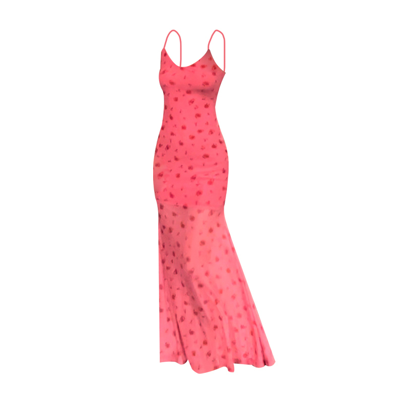 Hot selling floral fishtail skirt dress (pink size S-L) (please contact customer service to confirm the delivery size after placing the order)