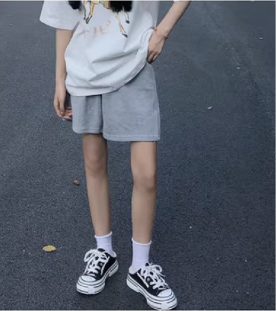 Women's Straight Casual Shorts (Gray) (Size: S-XL) (Contact customer service to confirm the shipping size after placing the order)