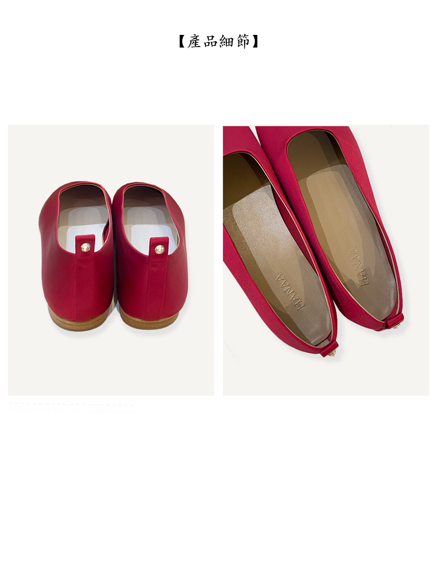 HANAA新款真皮舒適平底女鞋真絲面布羊皮鞋底連水鑽