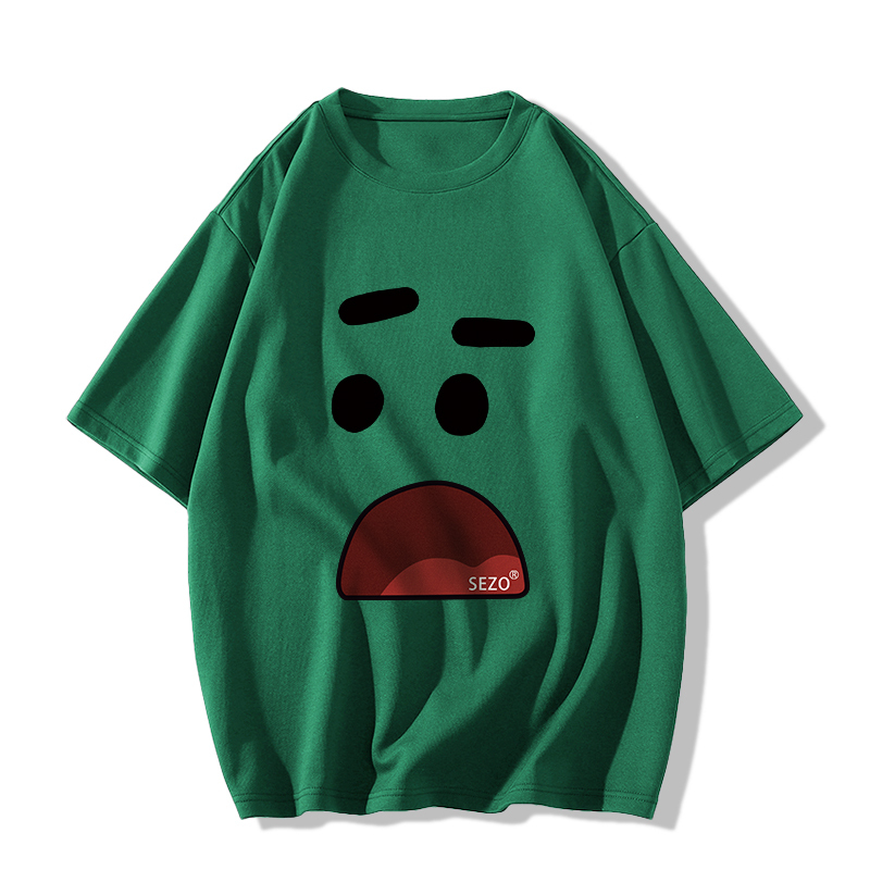 Casual short-sleeved T-shirt (XS-2XL dark green [260g cotton high-quality version]) [Please contact customer service to confirm the shipping size after placing an order]