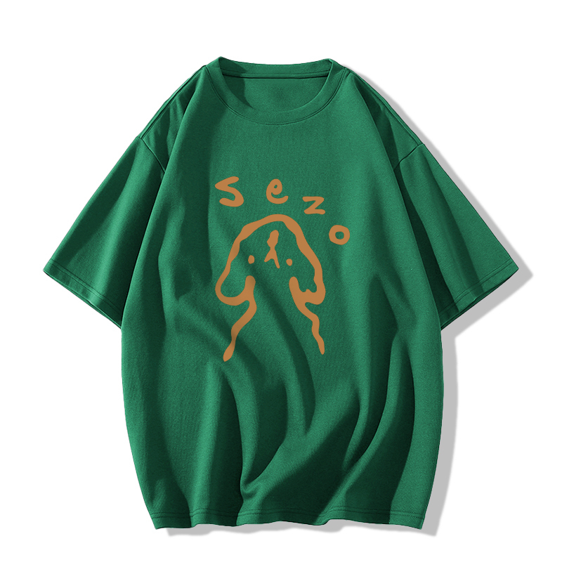 Casual short-sleeved T-shirt (XS-2XL dark green [260g cotton high-quality version]) [Please contact customer service to confirm the shipping size after placing an order]