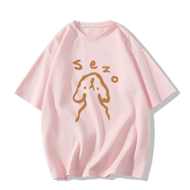 Casual short-sleeved T-shirt (XS-2XL size light pink [260g cotton high-quality version]) [Please contact customer service to confirm the shipping size after placing an order]