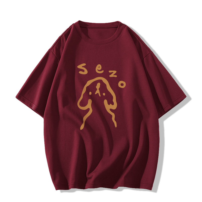 Casual short-sleeved T-shirt (XS-2XL size burgundy [260g cotton high-quality version]) [Please contact customer service to confirm the shipping size after placing an order]