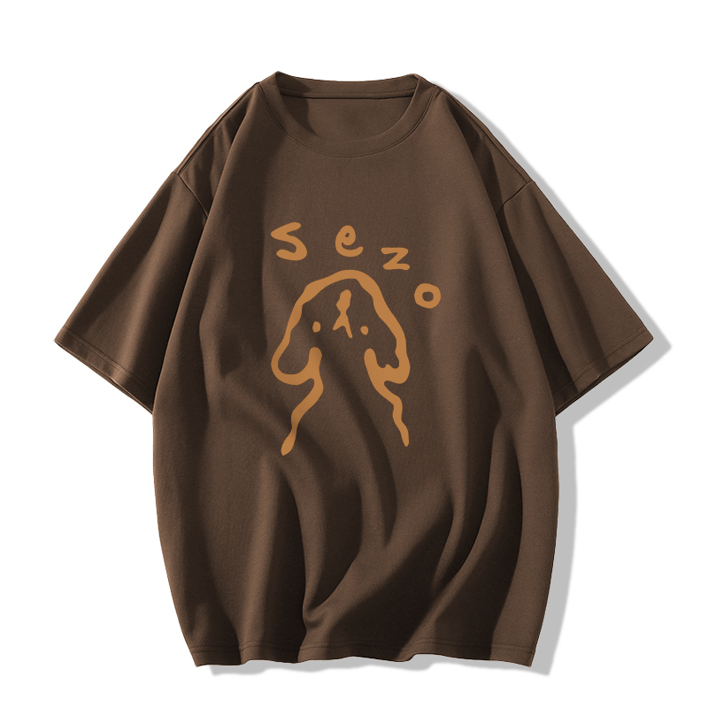 Casual short-sleeved T-shirt (XS-2XL American brown [260g cotton high-quality version]) [Please contact customer service to confirm the shipping size after placing an order]