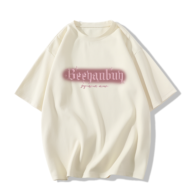 Casual short-sleeved T-shirt (XS-2XL apricot [260g cotton high-quality version]) [Please contact customer service to confirm the shipping size after placing an order]