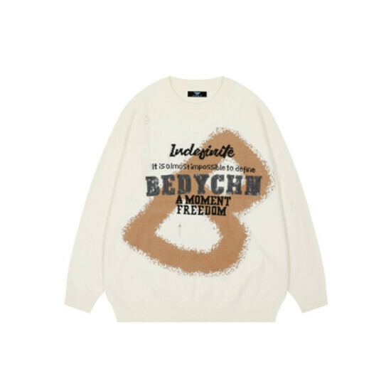Hot selling letter sweater, loose knitted sweater [apricot color] [M-XL size] (please contact customer service to confirm the delivery size after placing the order)