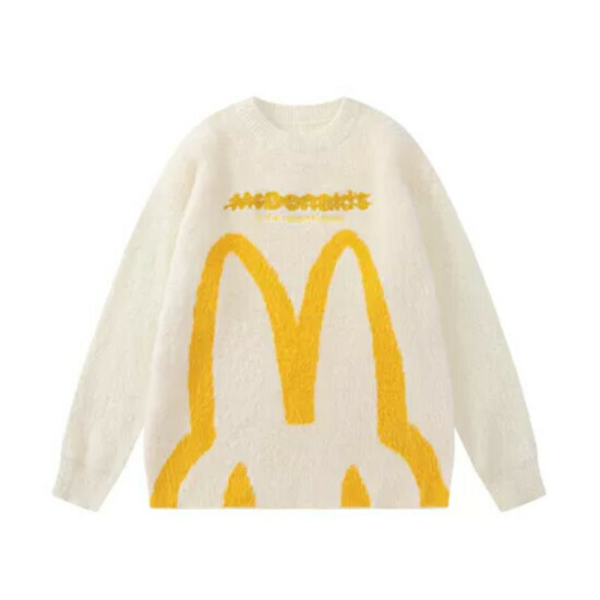 Hot selling seahorse wool lettered lazy knitted sweater [off-white] [S-XL size] (please contact customer service to confirm the delivery size after placing the order)