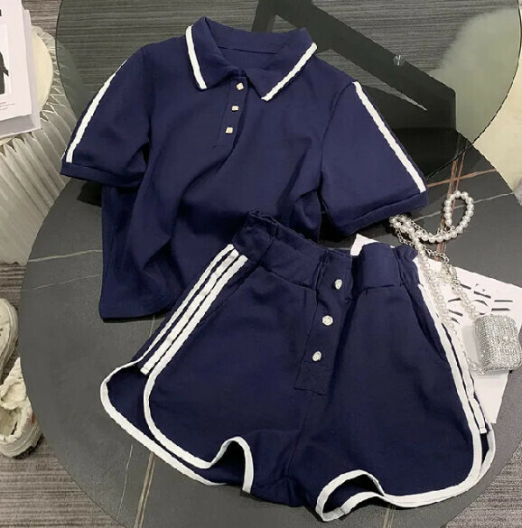 新款跑步運動服套裝【藏青色】 (尺碼：M-2XL碼) (下單後聯繫客服確認發貨尺碼)