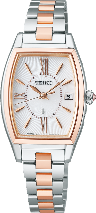 萬年鐘錶 - SEIKO  LUKIA 系列  酒桶型放射花瓣不鏽鋼太陽能電波女錶  SSVW230J / 1B32-0BJ0KS  錶徑 24.6MM