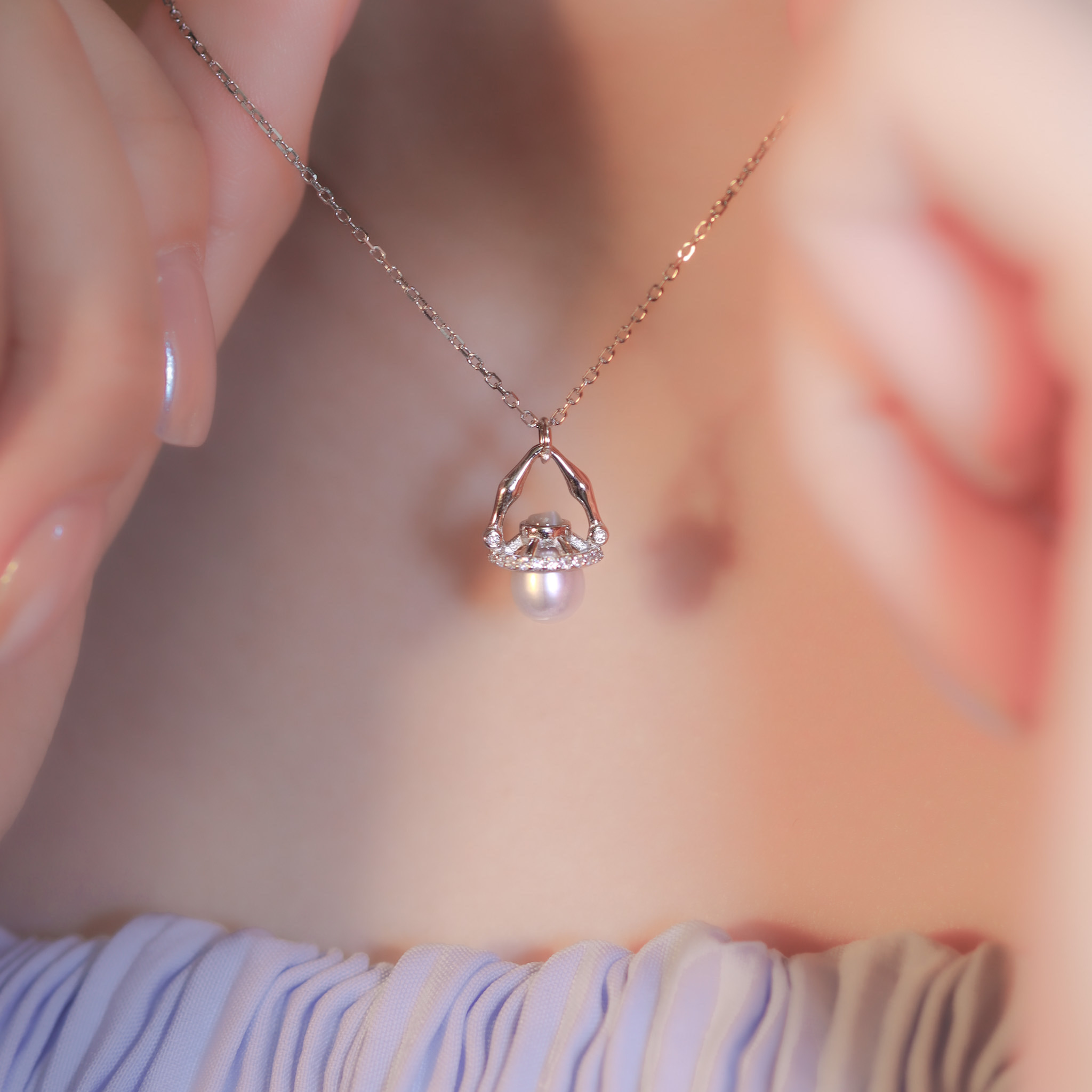 | 925 Silver・Platinum・Rose Gold・Pearl | Light House Necklace（Silver / Rose Gold) | NE1140 |