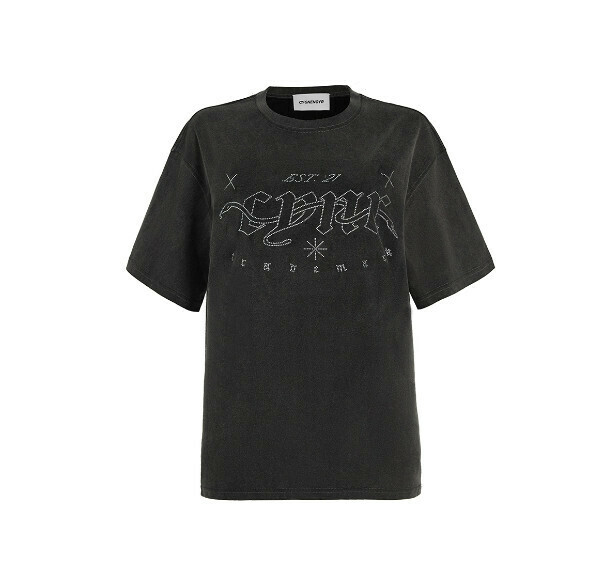Loose Hot Rhinestone T-Shirt (Black Size S)
