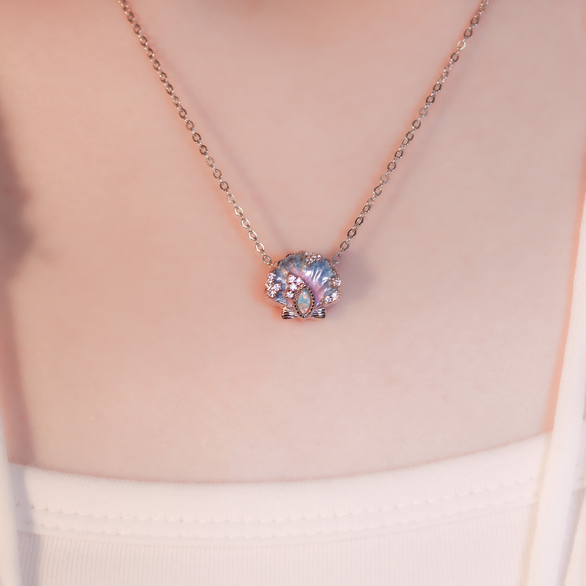 | 925 Silver・ Platinum  | Dreamy Shell Necklace | NE1145 |