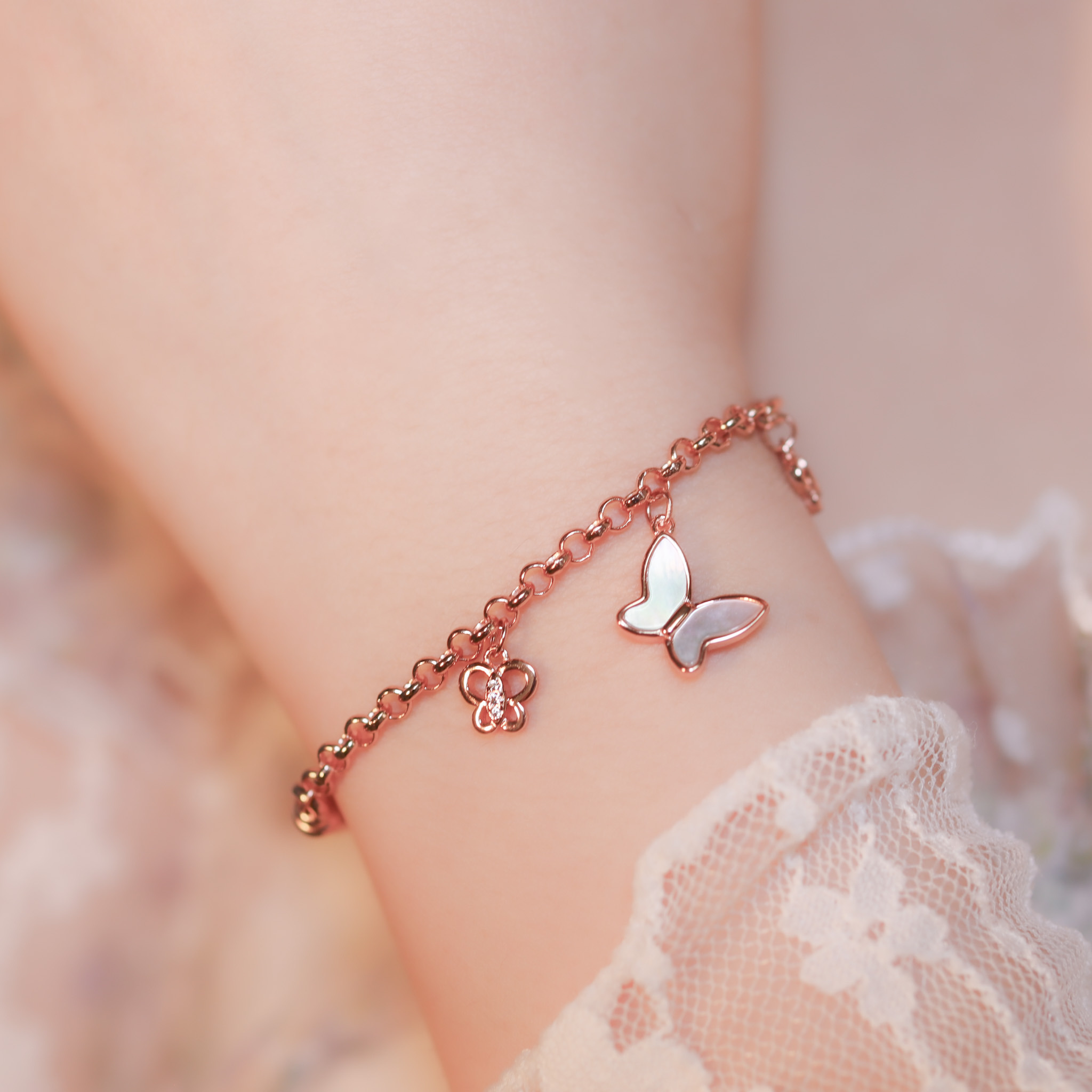 | 925 Silver・Platinum・Rose Gold | Dream Of Butterfly Bracelet（Silver / Rose Gold） | BR1092 |