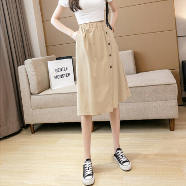 Five-point wide-leg culottes (khaki) (size: S/M/L/XL) (contact customer service to confirm size after placing an order)