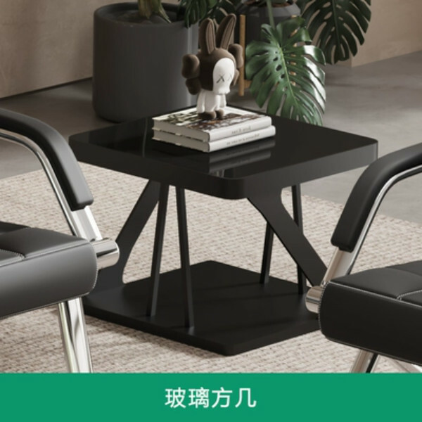 Hot selling iron business combination living room office coffee table [glass square table]
