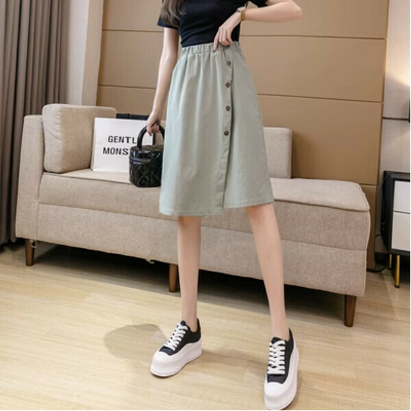 5-minute wide-leg culottes (green) (size: S/M/L/XL) (contact customer service to confirm size after placing an order)