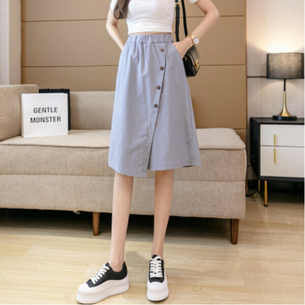 5-minute wide-leg culottes (blue) (size: S/M/L/XL) (contact customer service to confirm size after placing an order)
