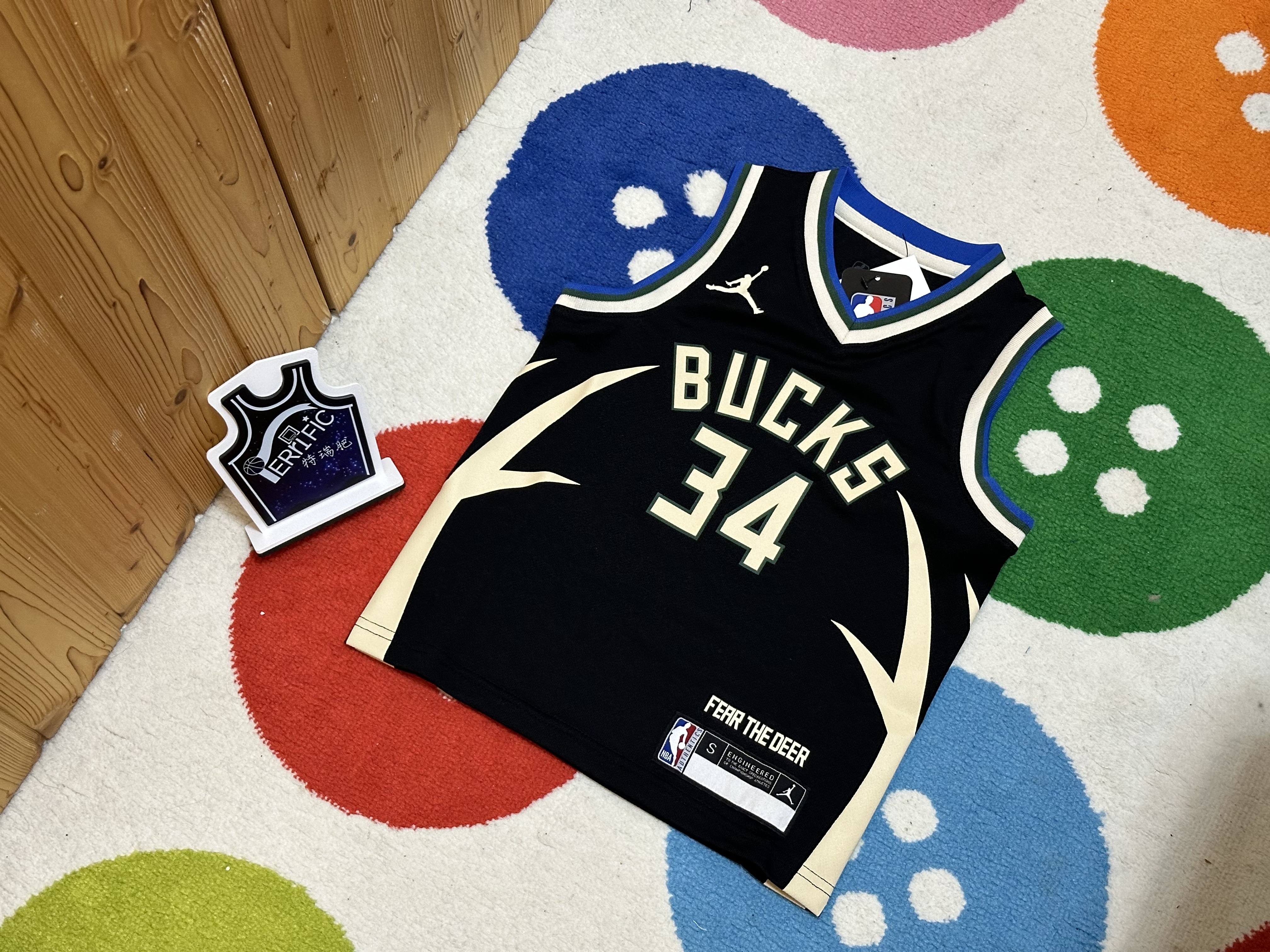 NBA球衣 Giannis Antetokounmpo 密爾瓦基公鹿黑 童裝 Jordan Replica 全新 小童 幼童 非青年版