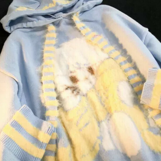Hot selling soft waxy sweater color block hooded sweater [blue] [size S-XL] (please contact customer service to confirm the delivery size after placing the order)
