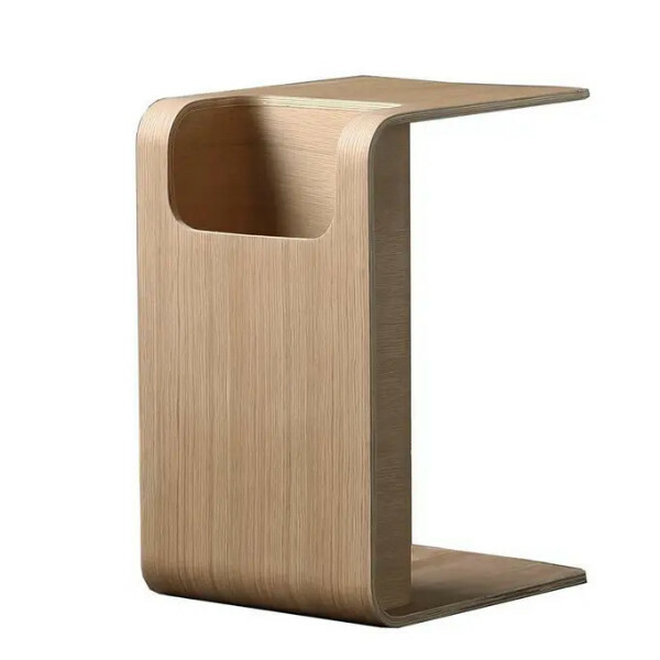 Hot selling living room corner table, bent wood side table, coffee table, small computer table, shoe stool (wood grain color)