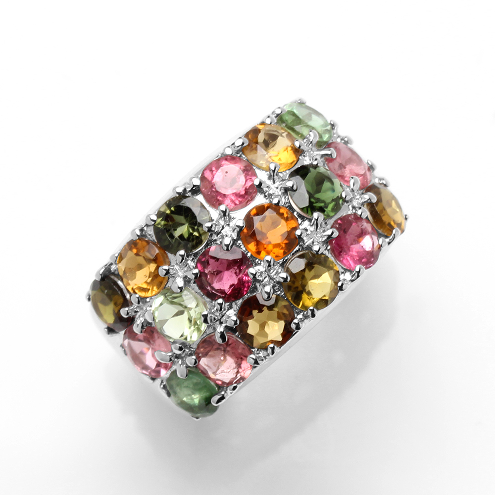 【雅紅珠寶】天然多彩碧璽戒指-925銀飾-R0452