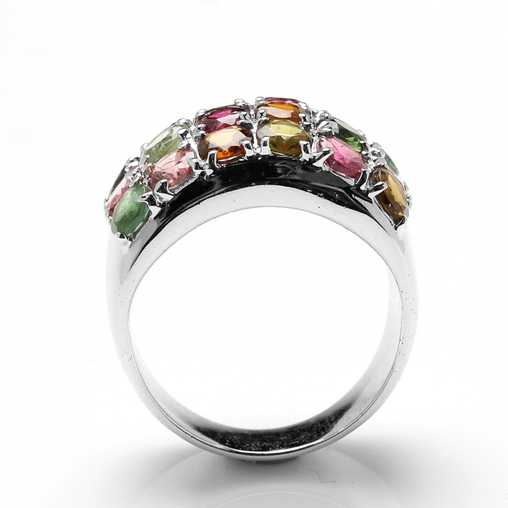 【雅紅珠寶】天然多彩碧璽戒指-925銀飾-R0452