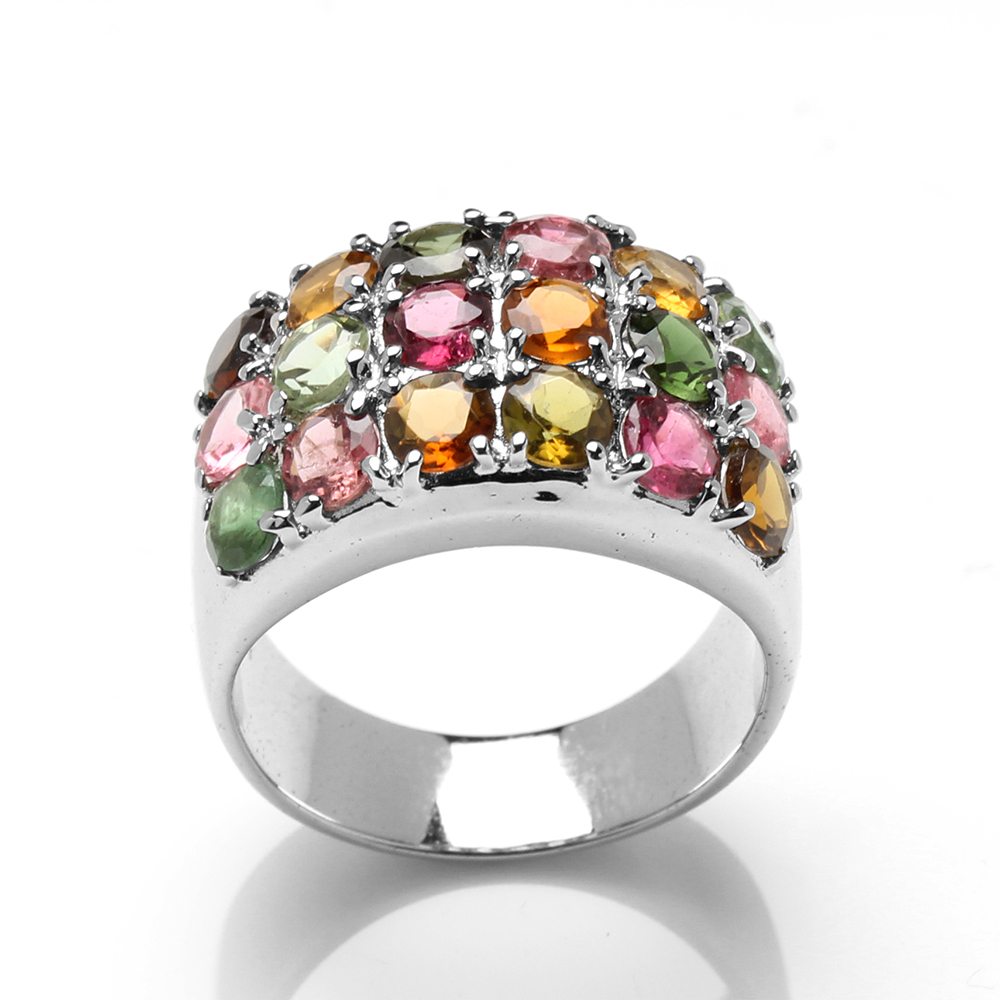 【雅紅珠寶】天然多彩碧璽戒指-925銀飾-R0452