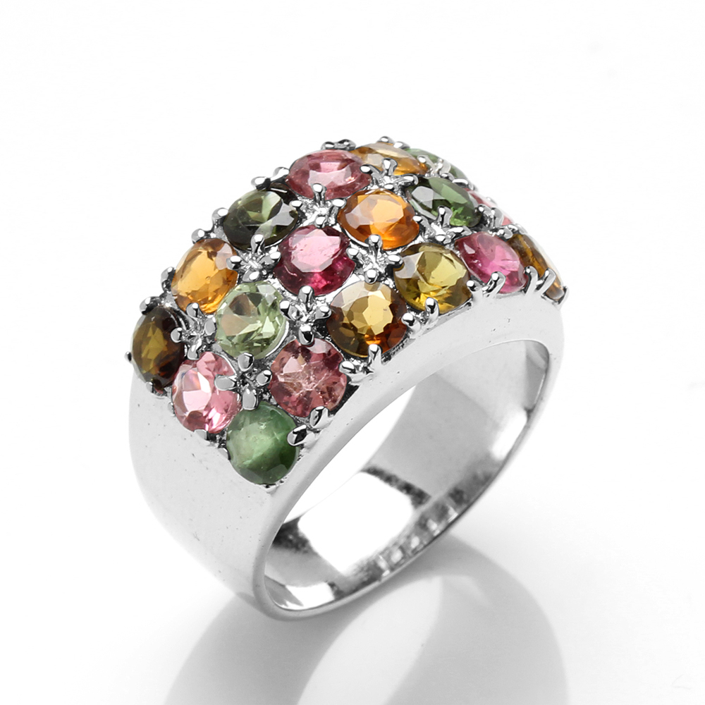 【雅紅珠寶】天然多彩碧璽戒指-925銀飾-R0452