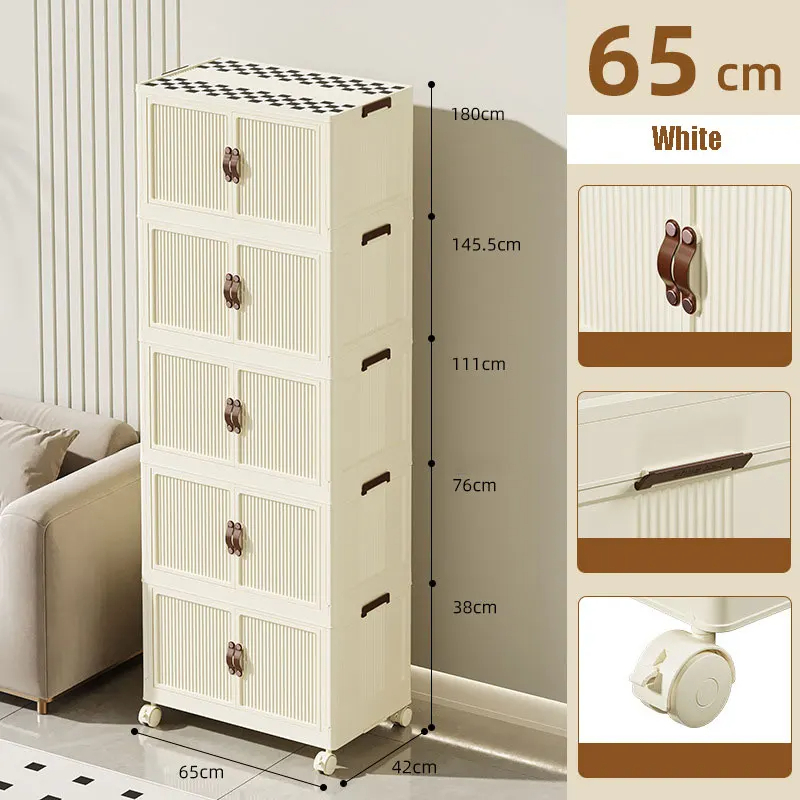 New multi-layer combination folding cabinet, bathroom cabinet, bedside table, small coffee table, wardrobe (5 layers) 65cmx42cm