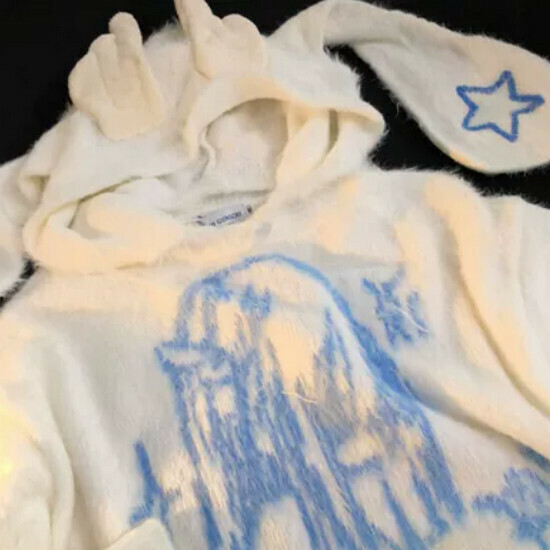 Hot selling cartoon sweater with rabbit ears and hood [Apricot] [S-XL] (please contact customer service to confirm the delivery size after placing the order)
