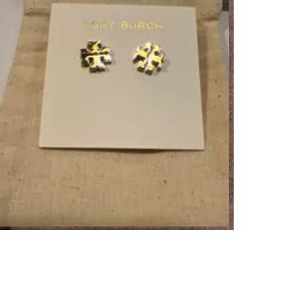 [S] TORY BURCH SMALL LOGO STUD,TORY GOLD/TORY SILVER, 196133915448 (STB542)