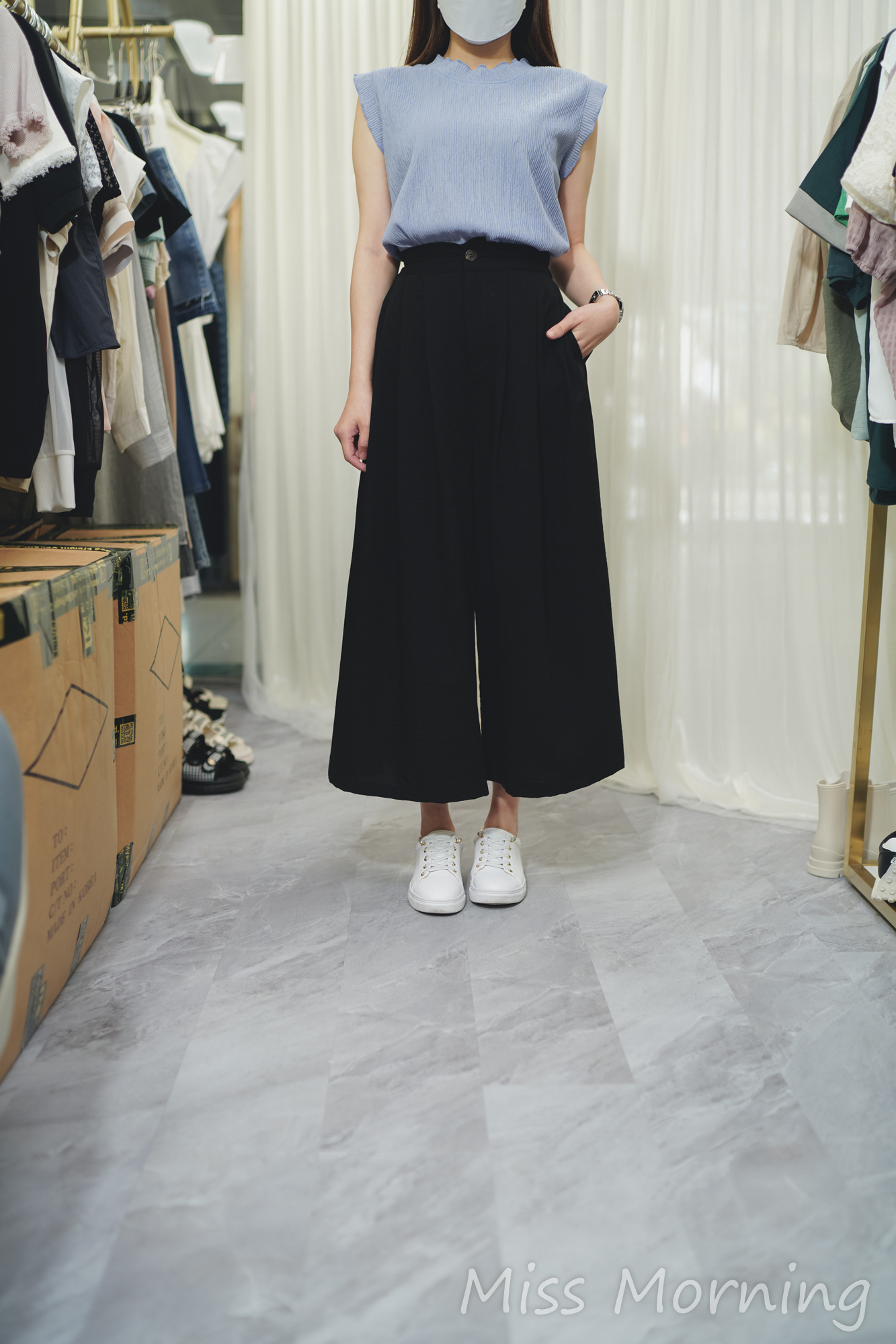 皺皺料波浪邊邊背心(13955)