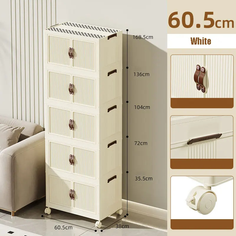 New multi-layer combination folding cabinet, bathroom cabinet, bedside table, small coffee table, wardrobe (5 layers) 60cmx38cm